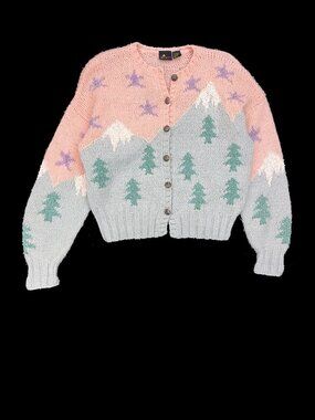 Liz Sport Sweater Vintage Hand Knitted Cardigan Womens M